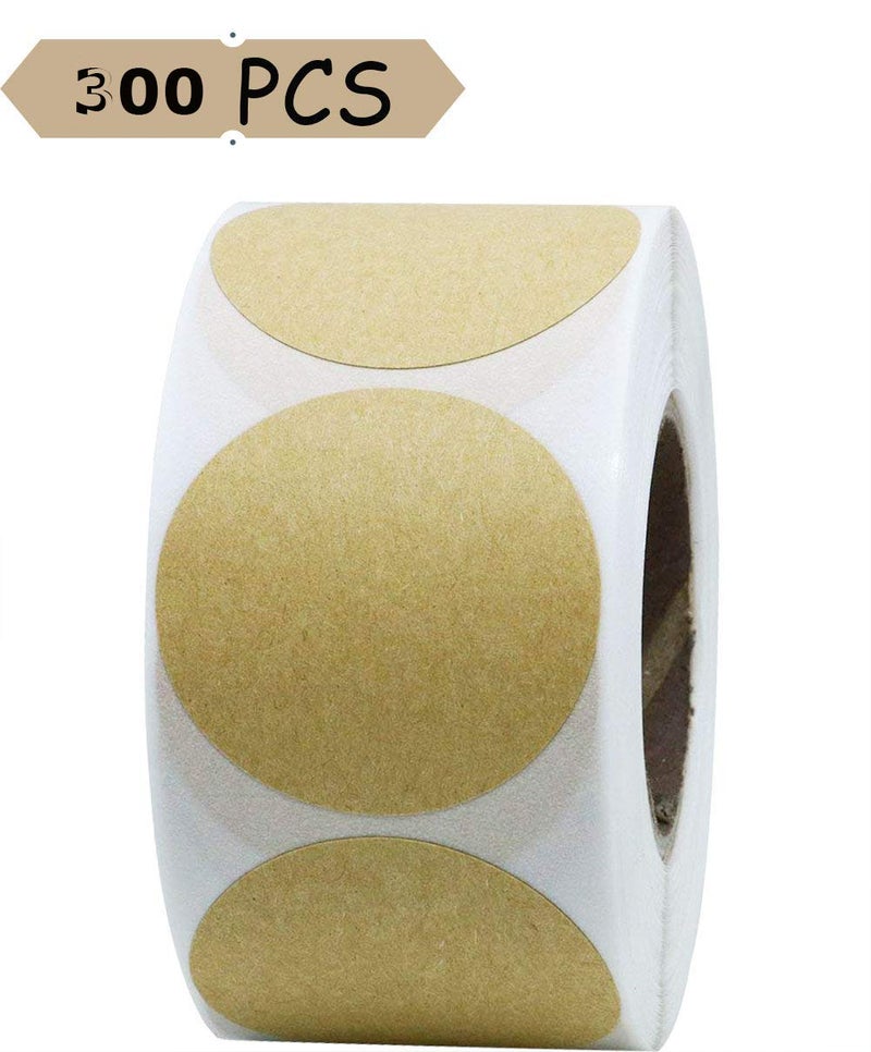 Remarkable Large Size 3" Natural Circle Kraft Paper Dots Labels Large Size Round Brown Adhesive Stickers-Seal Sticker-Gift Label-Adhesive Dot-300 Labels Per Roll (3 inches 1 roll) - Image 2